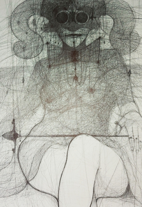 Aries Woman, 100x70cm, ballpoint, 2020, automatic drawing