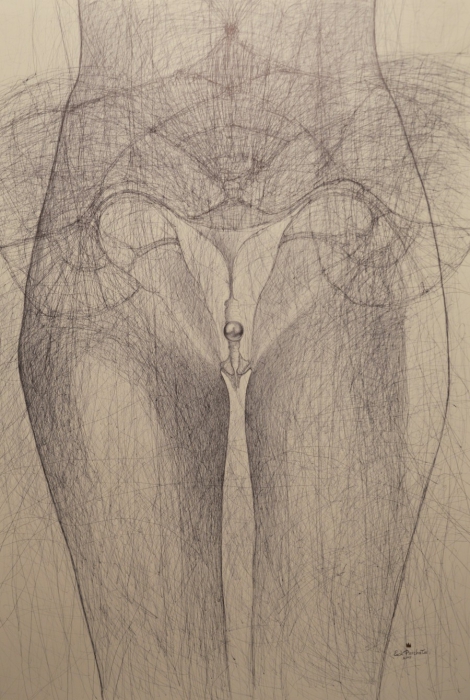 Uterus I, 100x70cm, ballpoint, 2015
